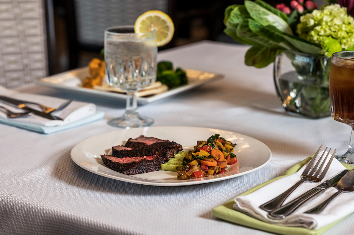 fancy steak dinner on a plate